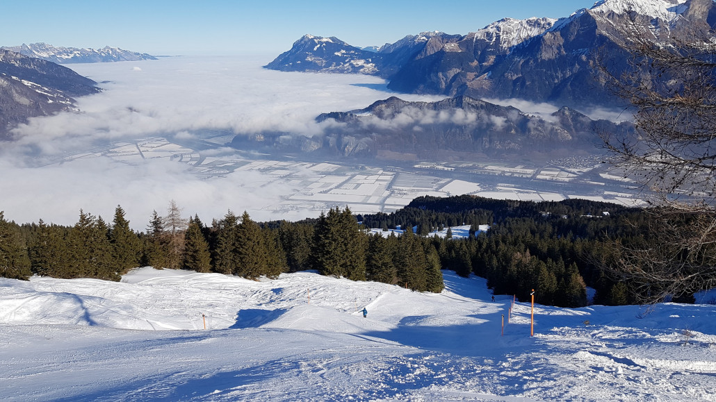 Piste 22. Sehr nett, aber schneearm und teils eisig