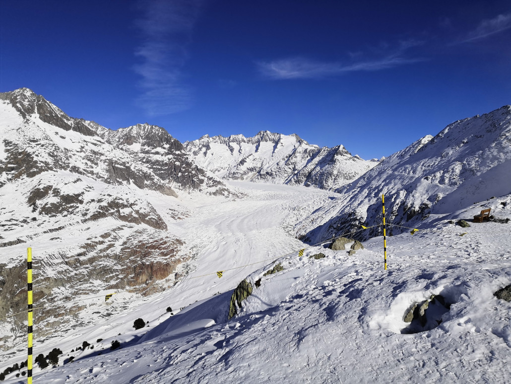Aletschgletscher von der Moosfluh aus gesehen.