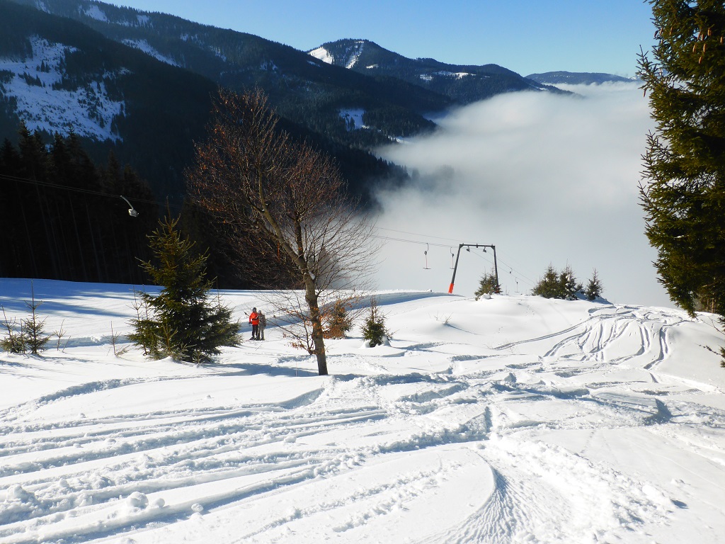 am späten Vormittag zogen einige Nebelbänke am Geierberglift herum