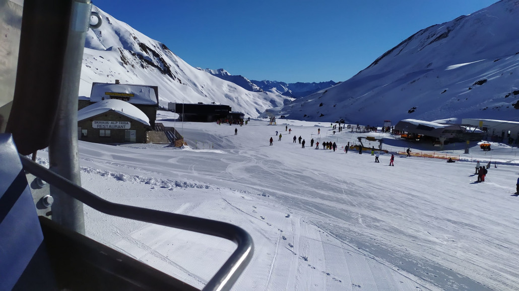 In der Alp Trider Sattelbahn, die nur eine kurze aber schöne Piste erschließt