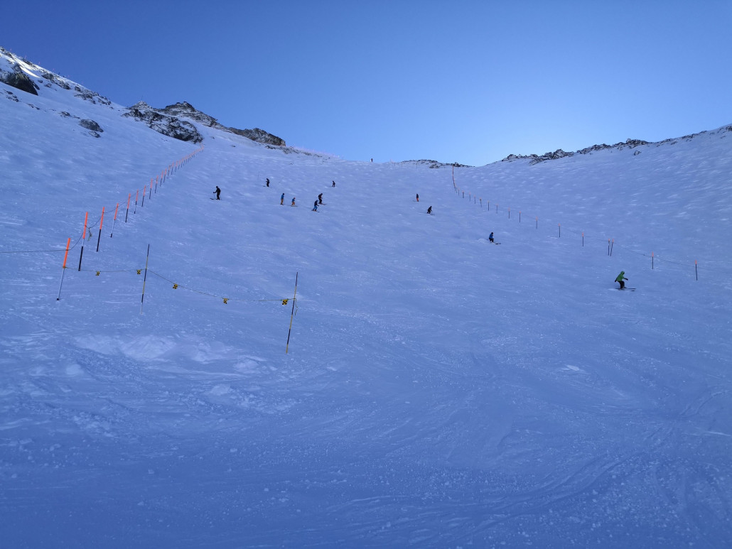 Buckelpistenabschnitt am Mont Fort.