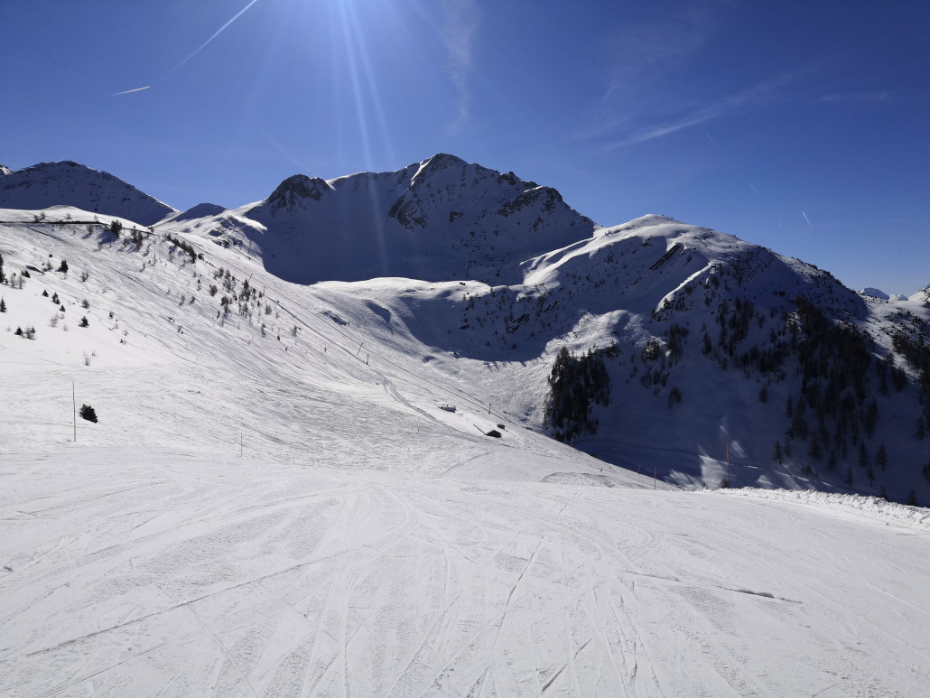 Blick auf den neuen, aber langsamen Tellerlift Grand-Tsai