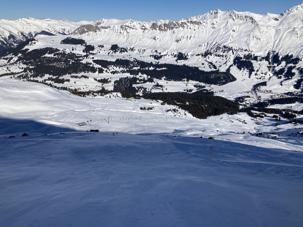 Piste 71 am Stätzerhorn, seit drei Jahren das erste Mal wieder geöffnet und in sehr gutem Zustand.