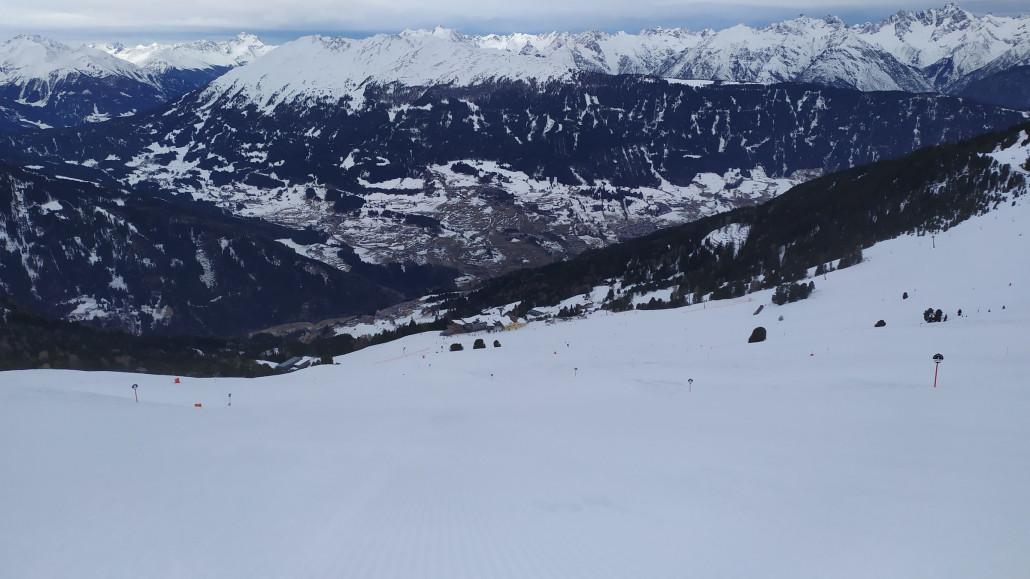 Die Benni Raich Piste war oben gut, in der Bildmitte sieht man aber leider schon das Eis rauskommen
