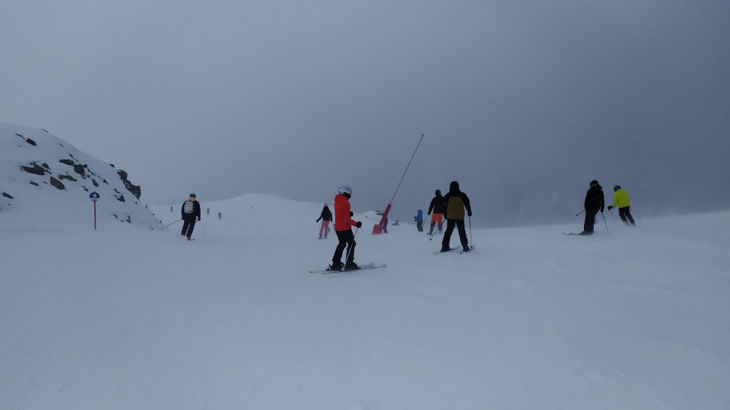 Nach vier Abfahrten am Velilleck ging es über die Piste Richtung Idalp,