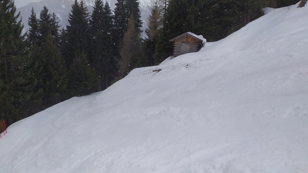 Diesmal war der Schlusshang nicht präpariert und die Piste dementsprechend nicht einladend