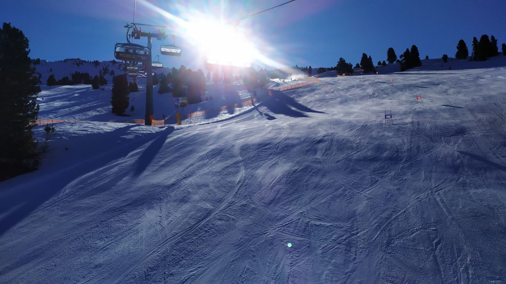 Am Karspitz war die Hauptpiste für einen Riesenslalom gesperrt