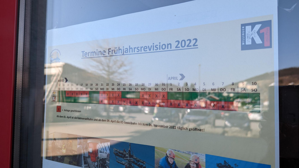 Revisionsinfo. Bis heute morgen kein Wort dazu auf der Skigebiets-Homepage. Kommunikation ist nicht deren Stärke.