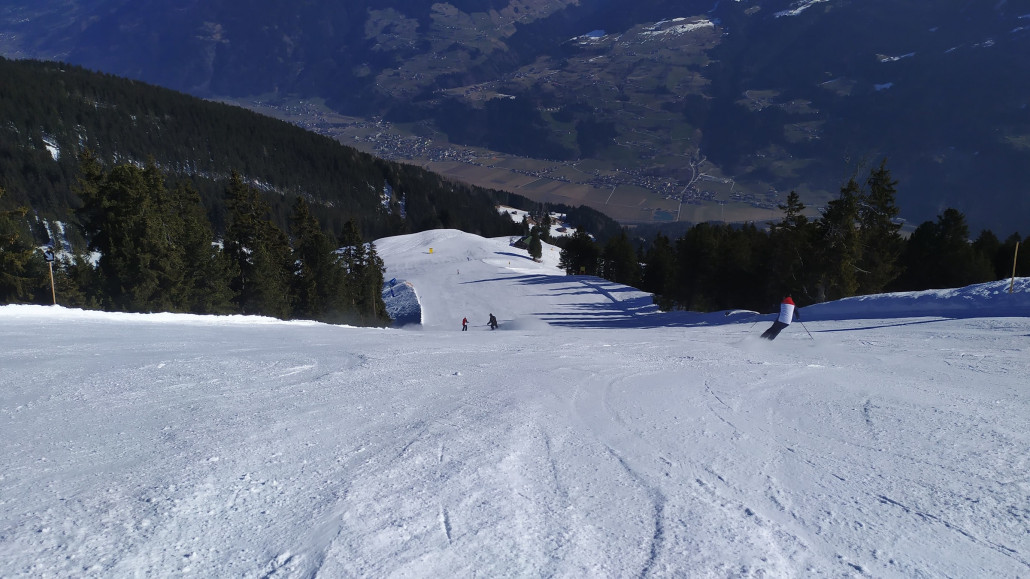 Auf der Abfahrt zum Schnee-Express gabs unten eine angenehme Auflage