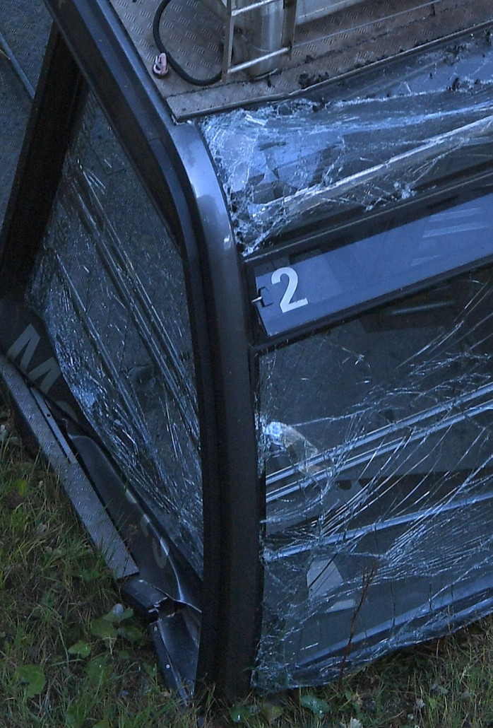 Kabine 2 (Sektion 1: Spur rechts), am Tag nach dem Zwischenfall (Croix de Lognan Mittelstation)