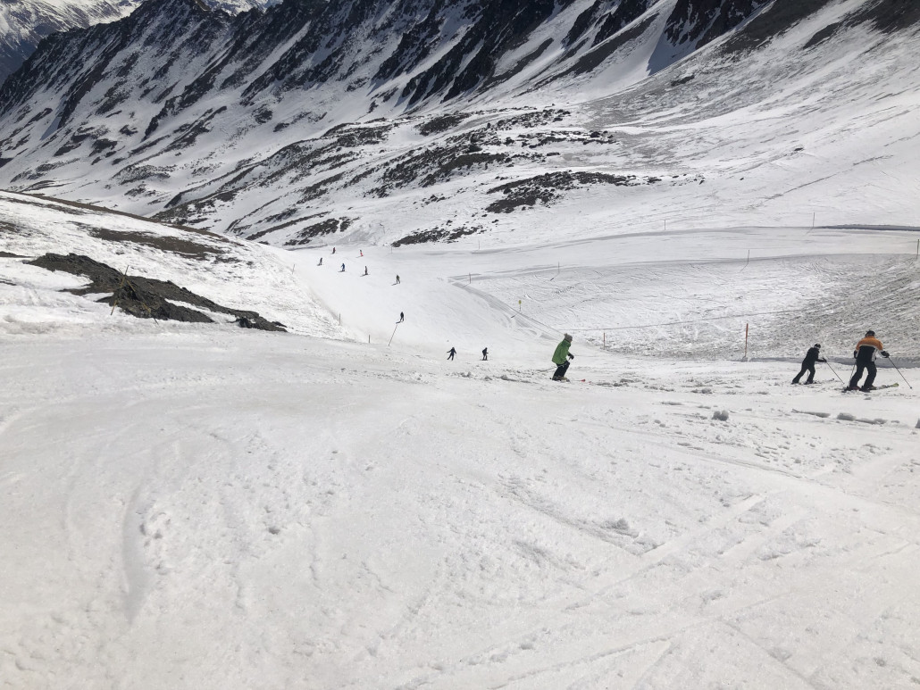 Der Starthang von Val Schlattain war bereits gegen 11:40 etwas sulzig