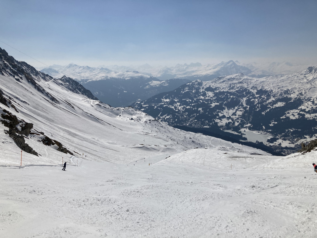 Die Weisshornmulde um kurz vor 14:00 Uhr eigentlich tipptopp, später wurde die allerdings bestimmt anstrengend.