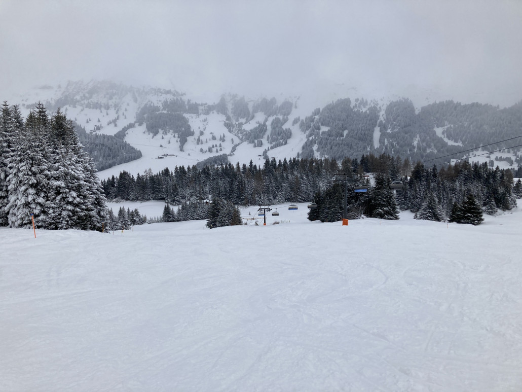 Extrem wenig Betrieb im Bereich Stätz. So macht auch dieser Pistenabschnitt grossen Spass!