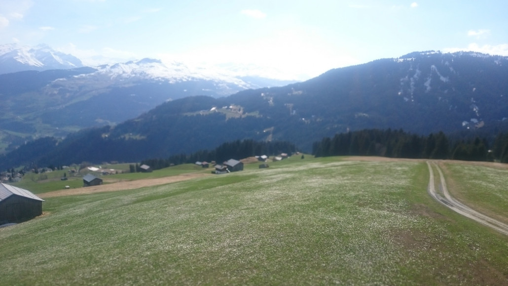 Mit dem Lift geht es zurück nach Falera.