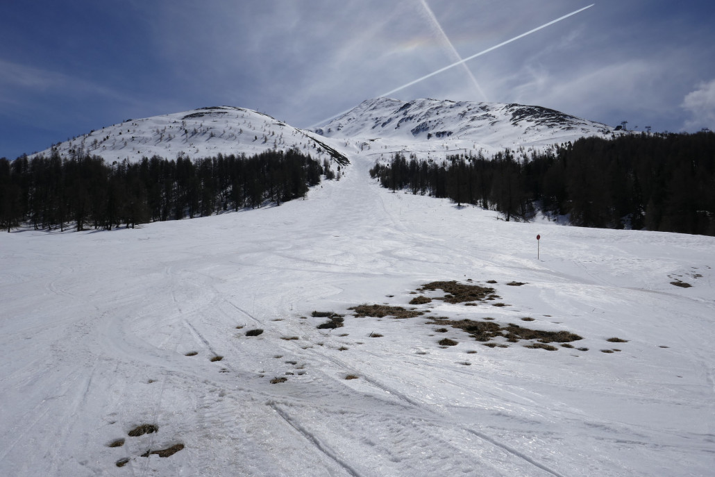 Bereits gesperrte Gampenabfahrt die aber noch gut zu fahren war