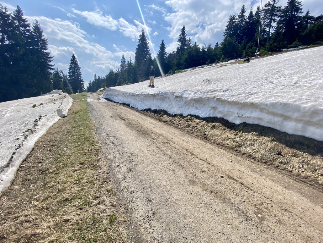 An der Wegkreuzung dann eine Überraschung: auch hier wurde geräumt, die 1m dicke Auflage liegt doch knapp 5m auseinander