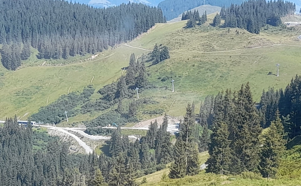 Ein Teil vom Aushub wird im Bereich der Zufahrt zur Tanzbodenbahn "eingebaut". Evtl. wird auch der Skiweg Richtung Hühneralm etwas breiter.