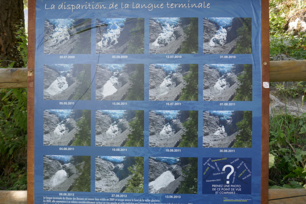 Infos zum Rückgang des Gletschers.