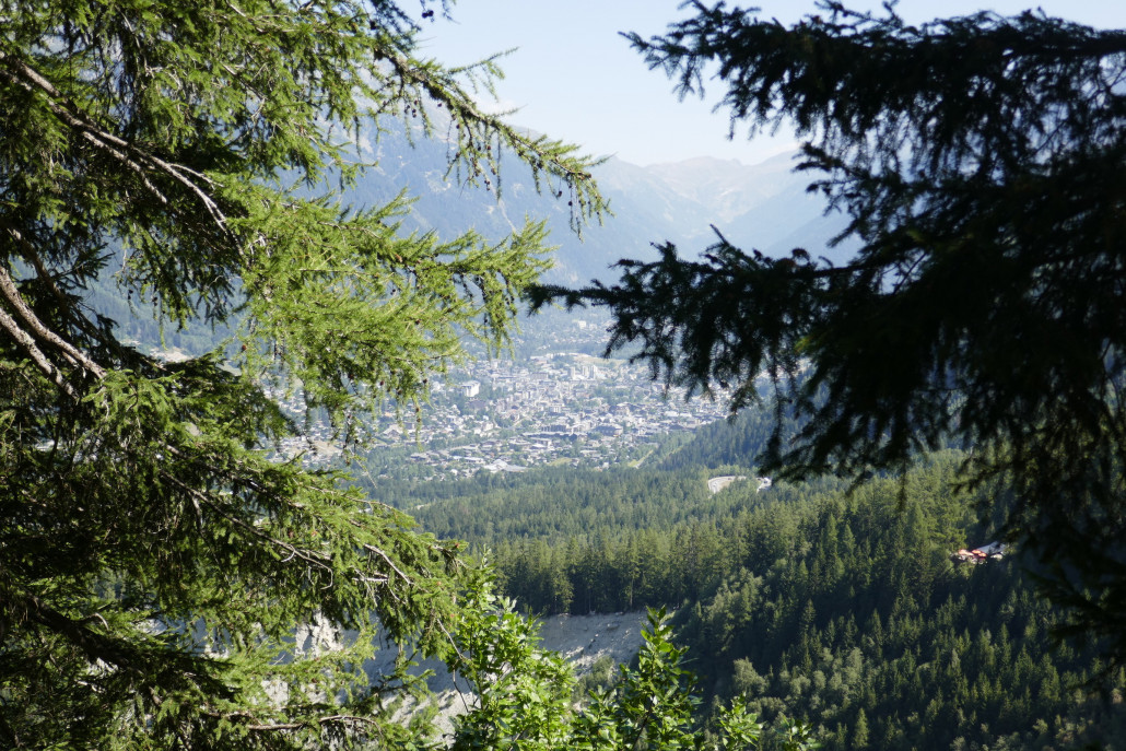 Immer wider tolle Ausblicke auf Chamonix. Leider war es an diesem Morgen noch etwas diesig.