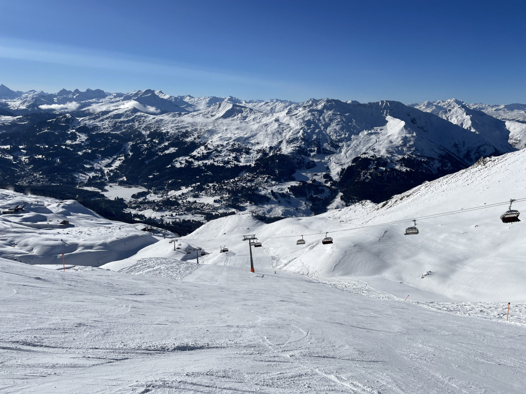 Das Urdenfürggli wird im Tagesverlauf vor allem im obersten Abschnitt immer glatter. Der hier zu sehende Haupthang ist aber auch um 13 Uhr noch völlig ok.