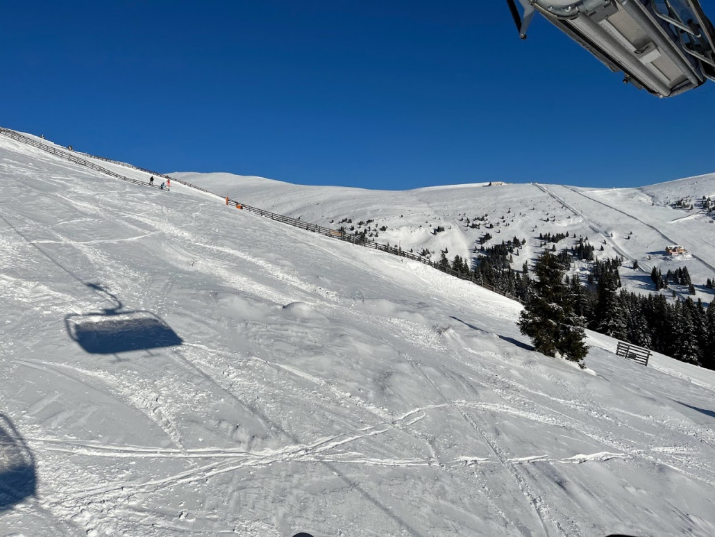 Grossa Abfahrt. Hervorragende Piste. Die schnellste, höllisch schnelle <br />Verbindung zum zweiten Teil des Resorts.