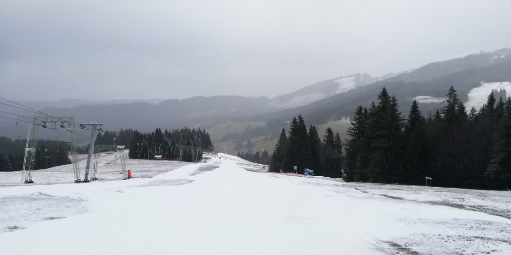 Schmale Sorgschrofenabfahrt, hier wurde es ab und zu eng, im oberen Teil gut zu fahren