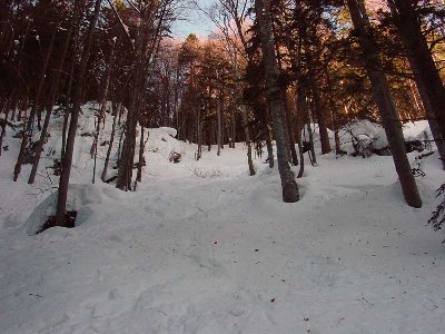 in einer der zahlreichen Rinnen im Lahngraben