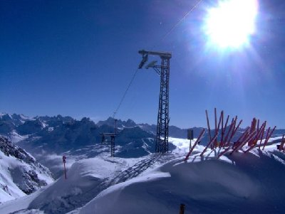 aber es gab auch nebelfreie Lifte, SL Madrisa, dritthöchste Station (2611 m) von Klosters-Davos