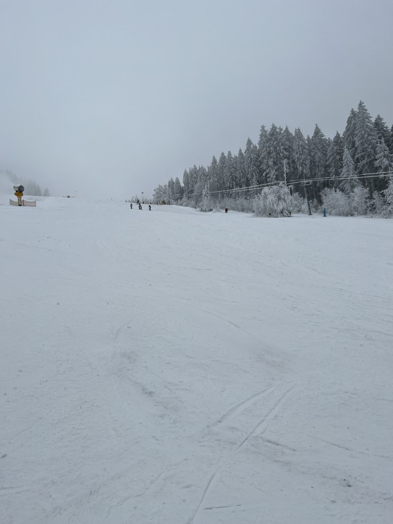 Blick hoch auf den schönen Teil der Abfahrt