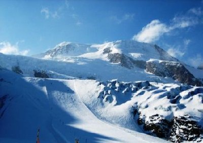 Piste Panorama auf dem Feegletscher