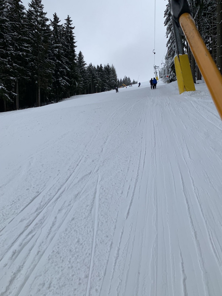 obere hälfte vom Steilhang; links oben geht die Umfahrung in den Wald