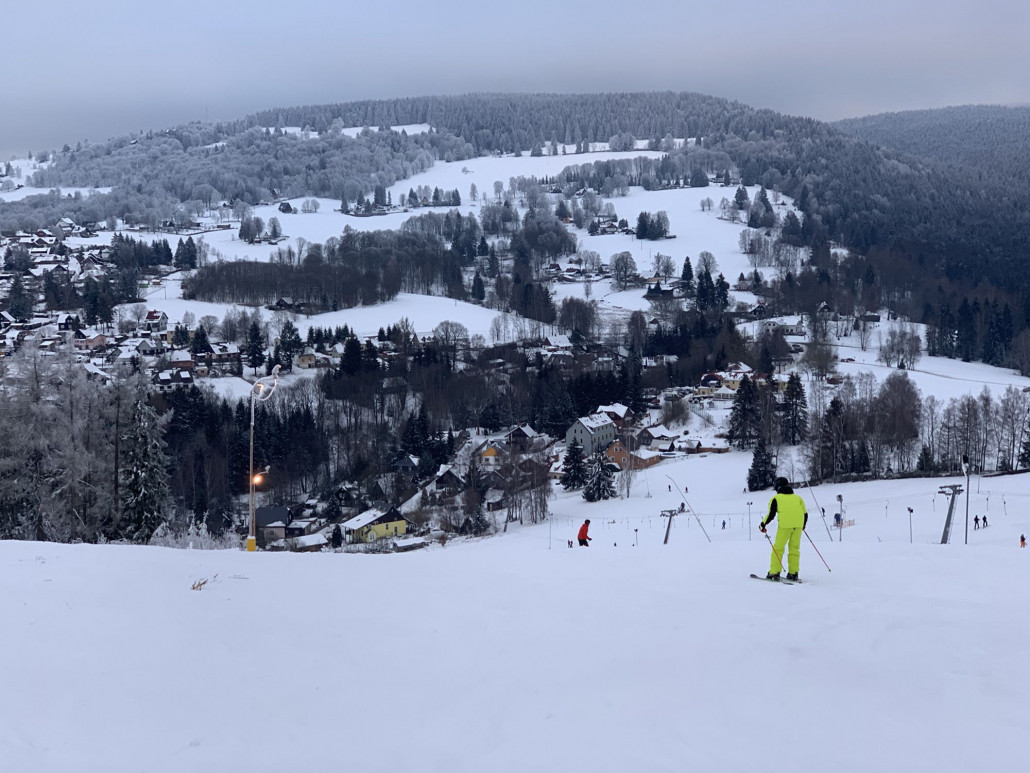 Der Haupthang am Bleiberg war exzelent präperiert - links ab höhe der Lampe startet ein ca. 100m langes Steilstück welches Top präperiert war.