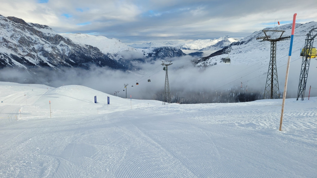 Pistenrillen wegfräsen am Morgen