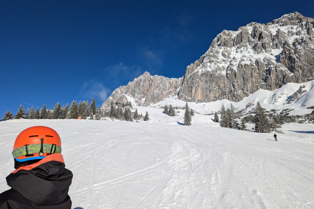 Gaistal Piste Blick zurück.
