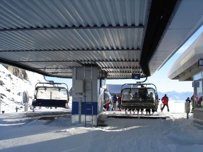 Bergstationseinfahrt Flimjochbahn