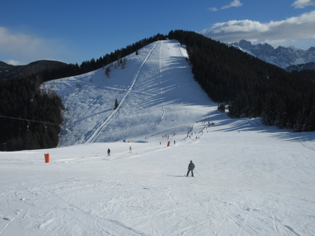 Taubenkogelpiste Ost, links daneben der 1-SL Taubenkogel Ost, im Hintergrund der Hahnenwipfel (1.552 m) mit 2-SL Hahnenwipfel und der Hahnenwipfelpiste