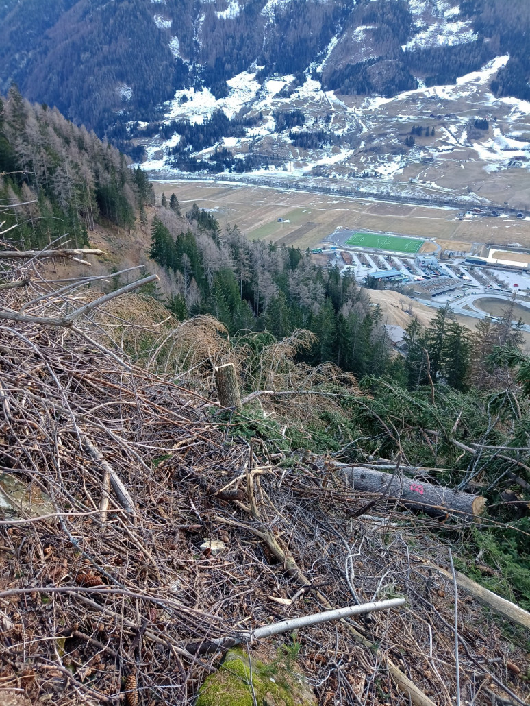 Straßenquerung von oben - da es da quasi 10 - 15 Meter senkrecht zur weiteren Trasse runter geht muss die Querung verm. schräg gestaltet werden