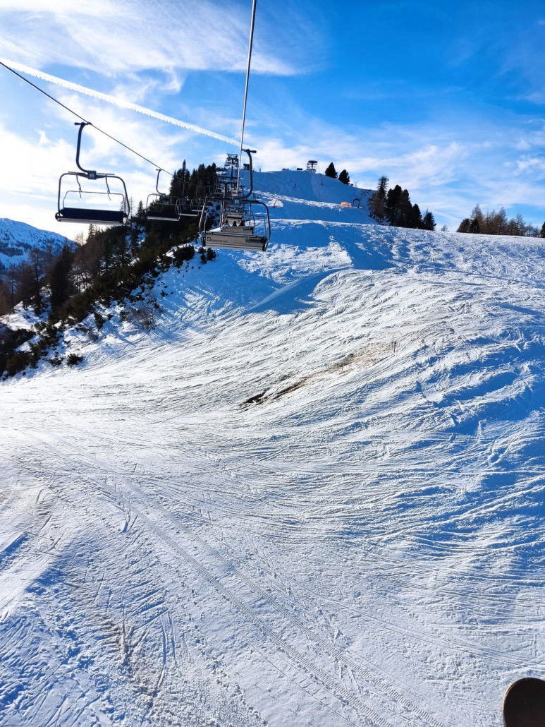 Monte Flu, die Piste 7a wird schon Aper