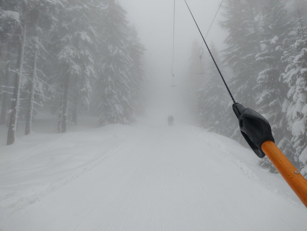 Im Birkenhoflift, bereits im Nebel.