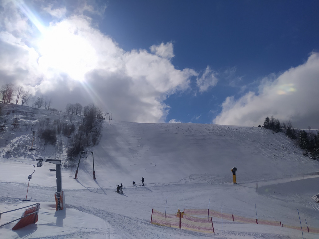 Blick auf den Steilhang (kein Liftbetrieb)