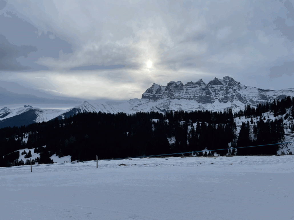 Ochtendstimmung mit die bezeignende Dents du Midi