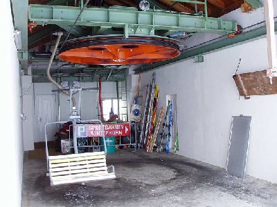 Talstation 2SB Hospental-Lückli innen. Bahn wurde 1981 gebaut schon alleine der Maschinenraum ist nicht mehr der Standart von 1981