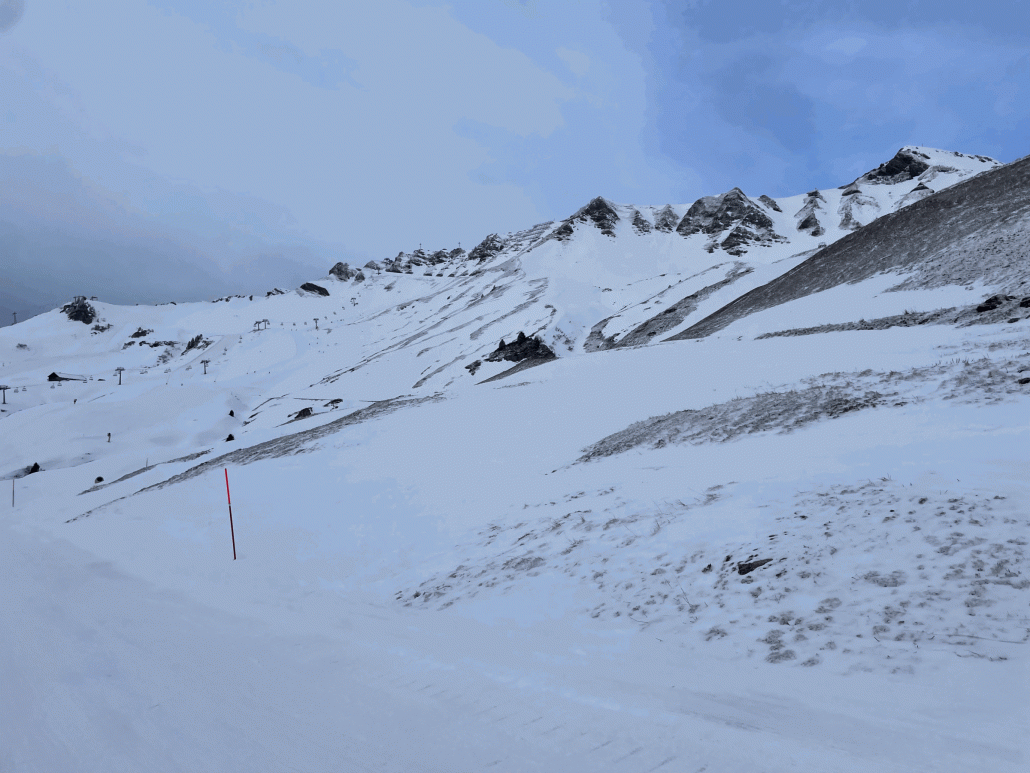 Blick richtung Pointe des Mossettes von Piste 20