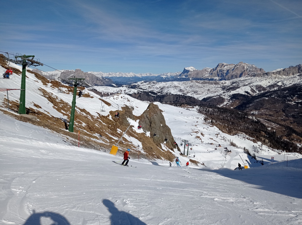 Zurück am Passo Padon, Blick zum blauen Meer, Heiligkreuzkofel, Conturines