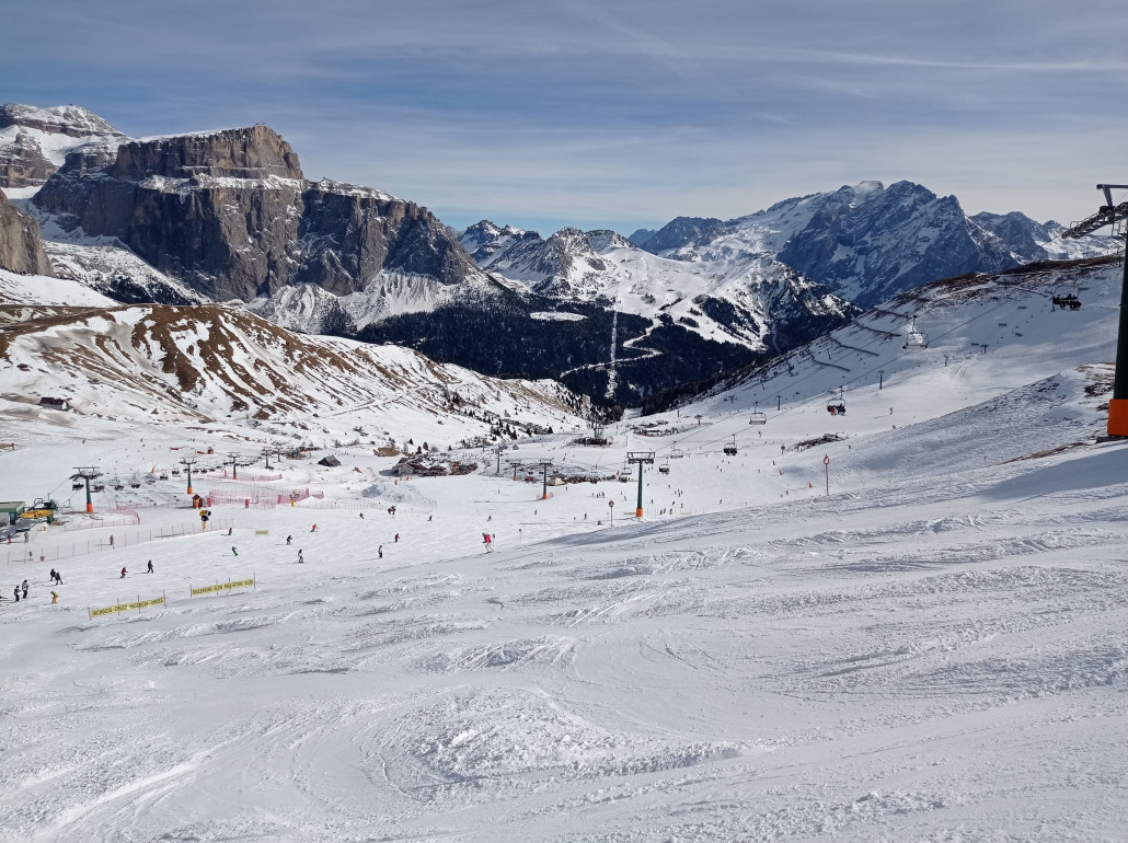 Vom Col Rodella Rückblick zu Sella und Belvedere