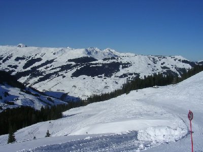 Blick von der Skiroute am Westgipfel, heuer prepariert!