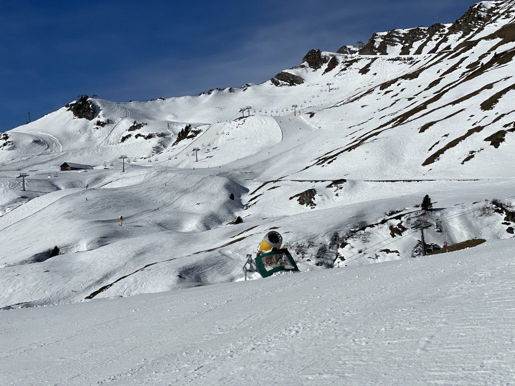 Frisch präparierte Pisten oben Les Crosets. Am Morgen alle noch sehr gut zu fahren.