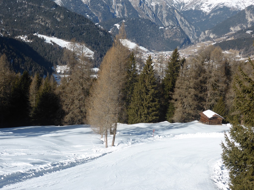 an der Piste 28 geht es ruhig zu, allerdings hier etwas grieseliger Schnee