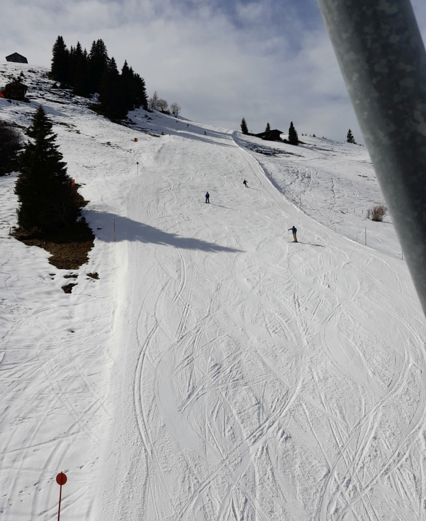 Piste von der Kraftalm zur DSB Kasbichl: gut eingeschneit