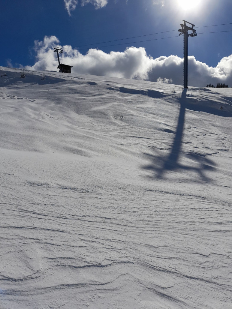Bereich Hochalmlift: ziemlich vom Wind beeinflusst